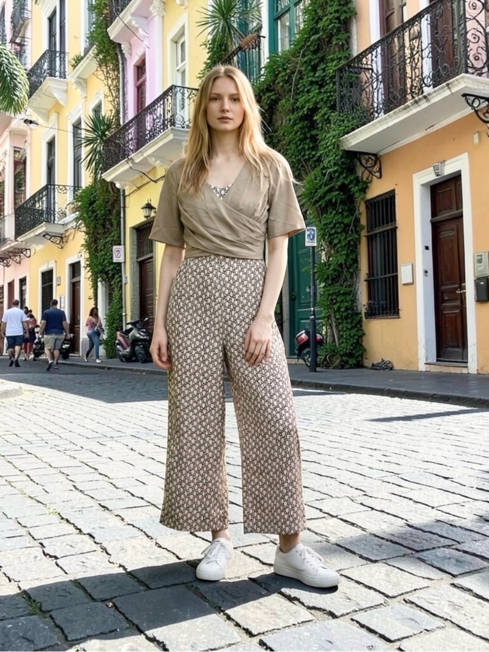 One-Piece Jumpsuit with Graphic Print - M